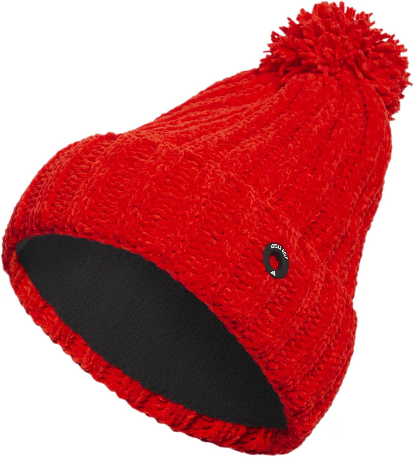 adidas Womens Chenille Cable-Knit Pom Golf Beanie