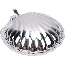 Shell Trinket Dish, Decorative Jewelry Plate Silver Seashell Stainless Steel Serving Tray for Nuts Candy Jewelry Organizer Storage
