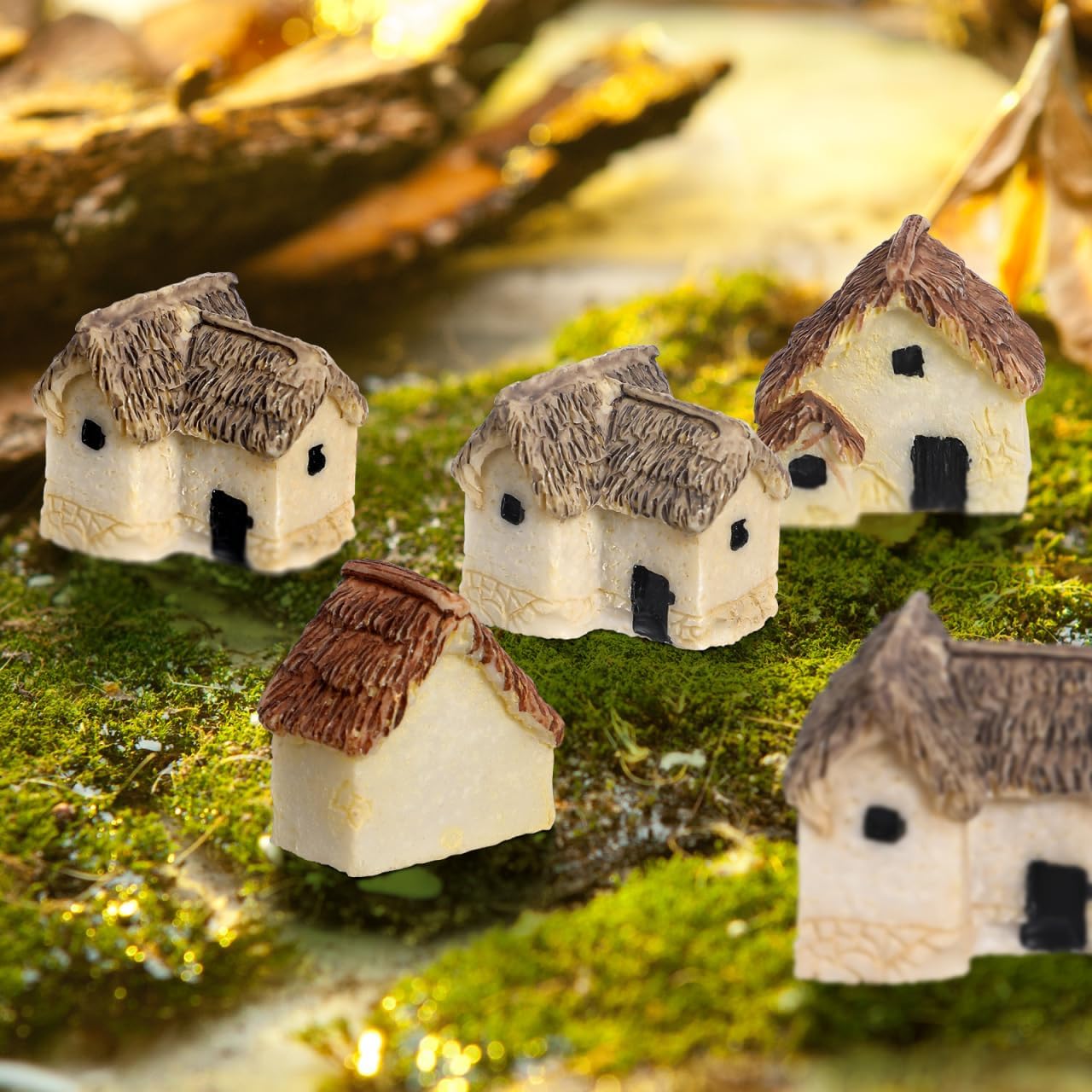 DOITOOL 12 Pcs Mini House Ornaments 0. 79" Resin Miniature Houses for Fairy Garden Crafts Micro Landscape Decor
