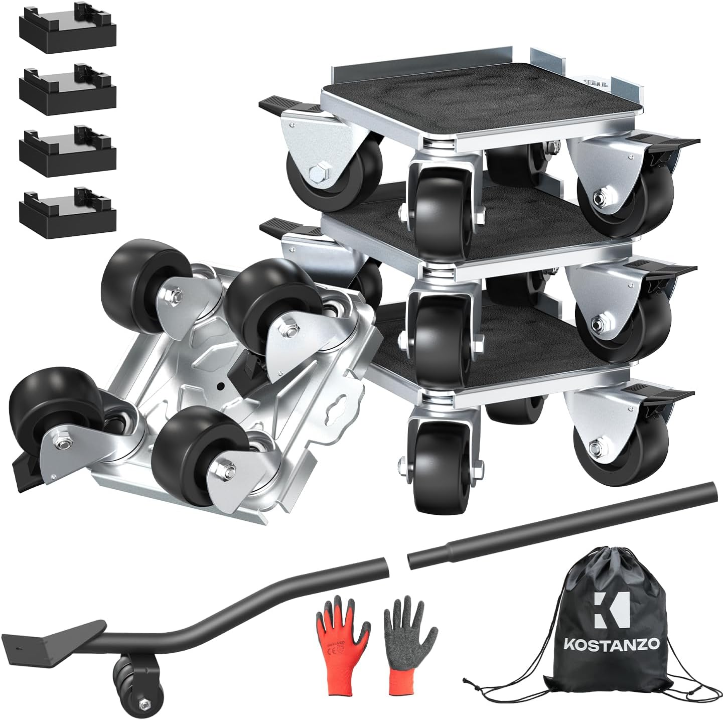Furniture Moving Dolly with Reinforced Steel Panel Heavy Duty,360Swivel & Top Brake Furniture Movers with Wheels,Furniture Lifter Set of 4 up to 3000 LBS for Appliances,Sofa,Fridge,Washing Machine