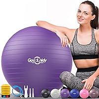 Goonidy Anti-Burst Yoga Exercise Ball - Supports 2200lbs w/ Pump for Fitness, Pregnancy Birthing, Physical Therapy & Stability Workouts