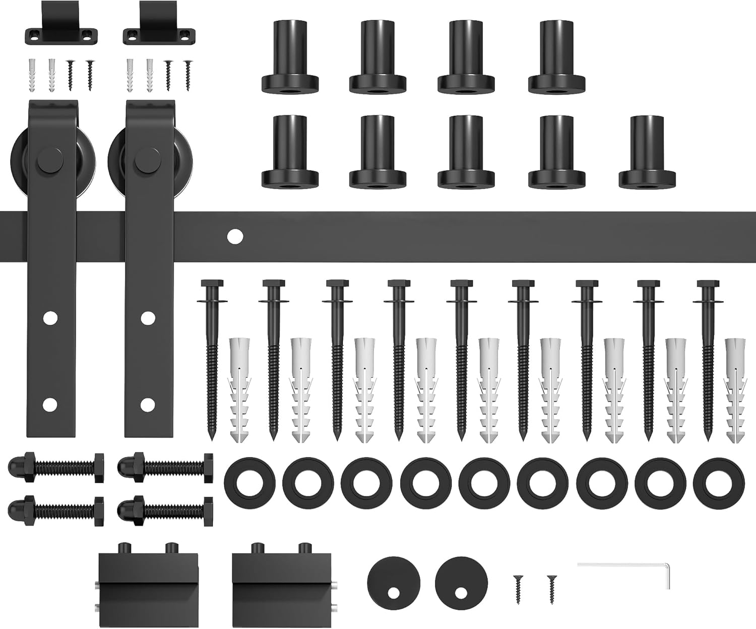 DonYoung 12FT Sliding Barn Door Hardware Kit, Heavy Duty Barn Door Track Kit Fit Single 72" Width Door Panel, Smooth and Quiet Sliding, Easy to Install, Doors Not Included (12FT Single Door Kit)