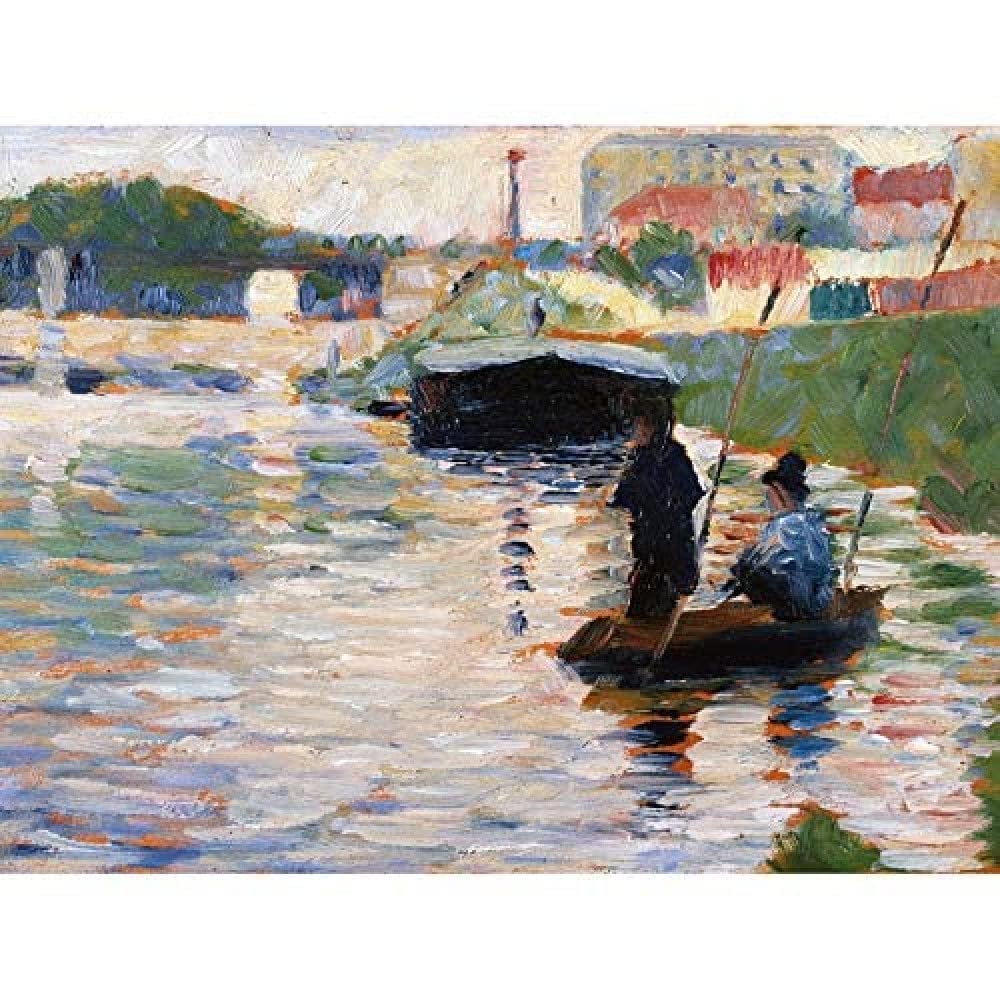 Artery8 Seurat View Of The Seine Painting Art Print Canvas Premium Wall Decor Poster Mural