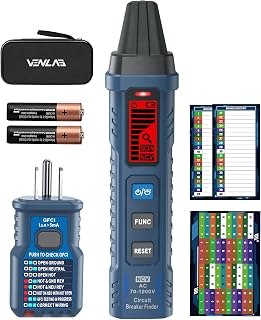 VENLAB Circuit Breaker Finder with LCD Display, GFCI Outlet Tester, 90-130V Electrical Circuit Tracer Tool with NCV Tset & Flashlight, Includes Carrying Case -VCT03