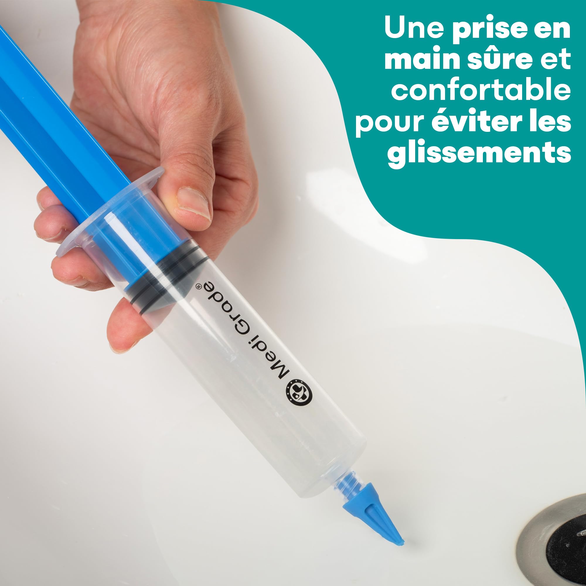 Kit Élimination de Bouchon d’Oreille – Nettoyage Oreille Sûr par Medi Grade – Nettoyeur Oreille – Livré avec Seringue 60ml, Embouts – 3 bouts à Quadruple Jet – Nettoyage Auriculaire