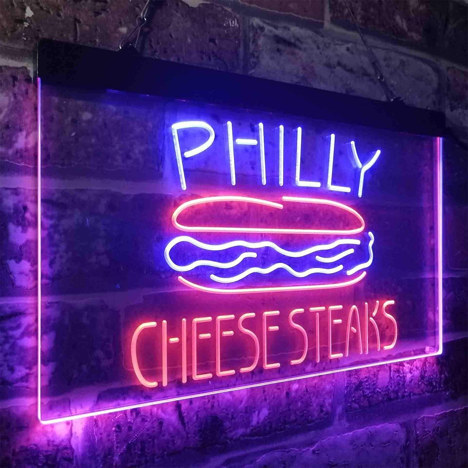 ADVPRO Philly Cheese Steaks Café Dual Color LED Neon Sign Blue & Red 24 x 16 Inches st6s64-i3850-br
