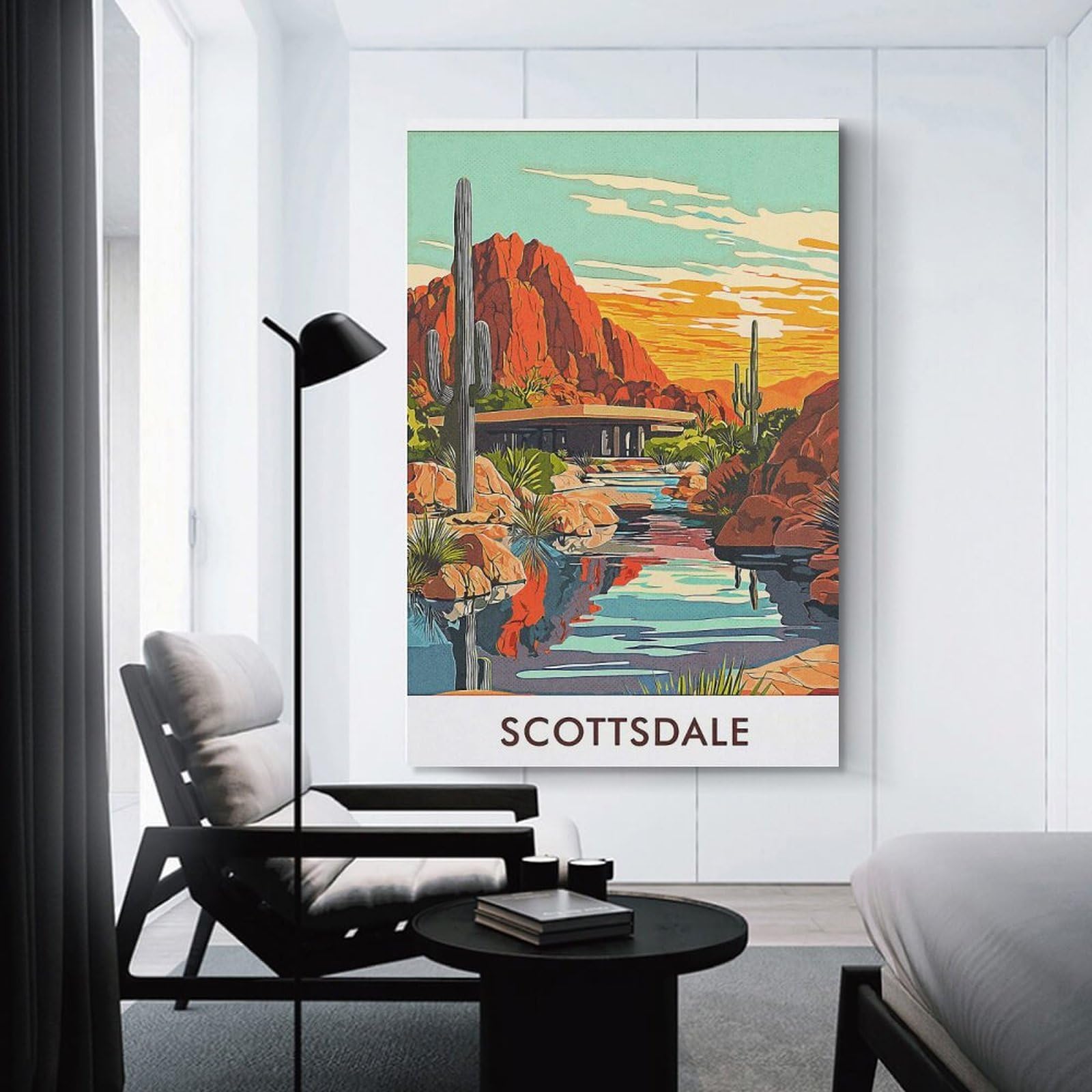 Junmoney Scottsdale Desert Landscape Canvas Wall Art, 20x30inch(50x75cm), for Wall Displays, Bedrooms Or Room Updates, Ideal for Building A Coordinated Art Wall