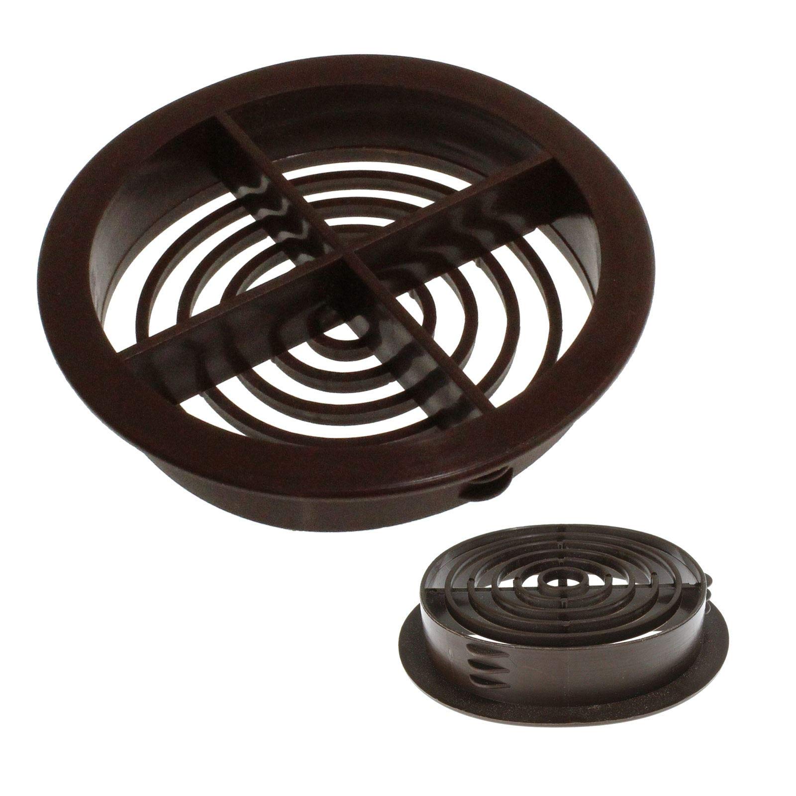 5 x Brown Plastic Soffit Vents 70mm Circular Push Fit Eaves Disc Roof Vent Air Grille
