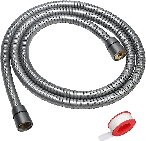 Miniatura 41 de Manguera de ducha, manguera de mano de acero inoxidable extra larga de 69 pulgadas con inserto de latón y tuerca, duradera y flexible (cromado)