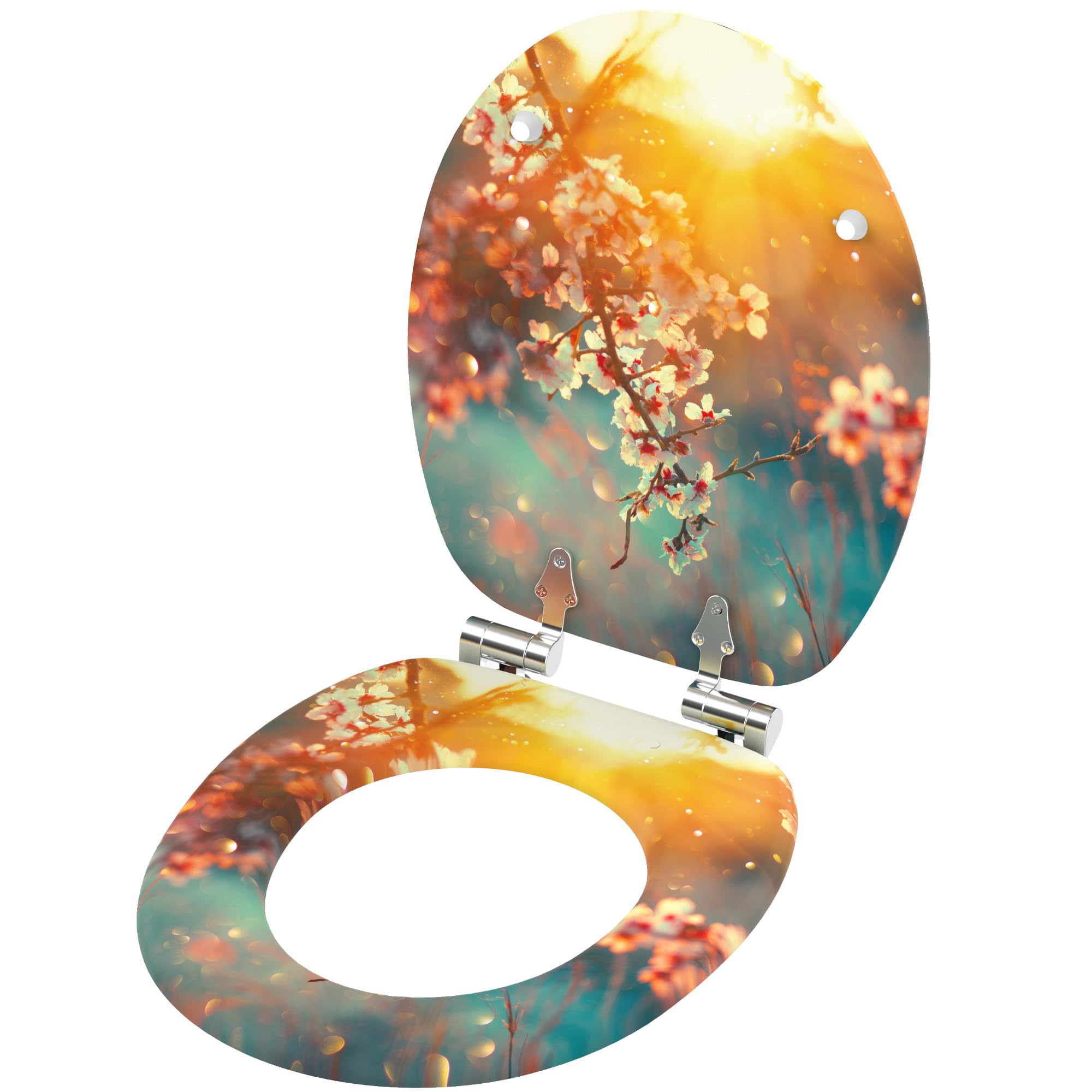 Sanilo Soft Close Toilet Seat, Wide Choice of New Toilet Seats, Stable Hinges, Easy to Mount (Cherry Blossom) - Image 4