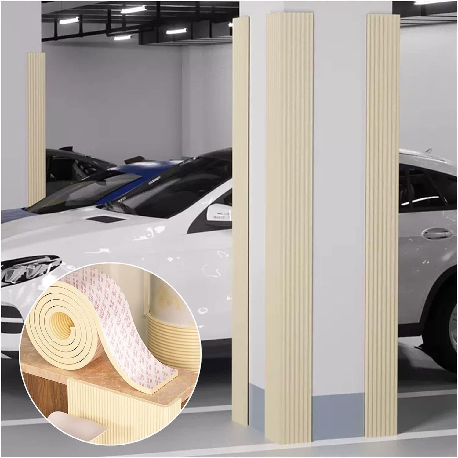 Parking Garage Corner Protectors, Sponge Edge Warehouse Edge Protectors, Workshop Window Sill Protectors (Color : Beige, Size : 2m-8pcs)
