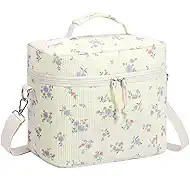 HowFly Lunch Bag Women Lunch Box for Women Cute Corduroy Insulated Lunch Bag Adult Large Cooler Lunch Tote Bags for Work Picnic Beach, Purple Floral