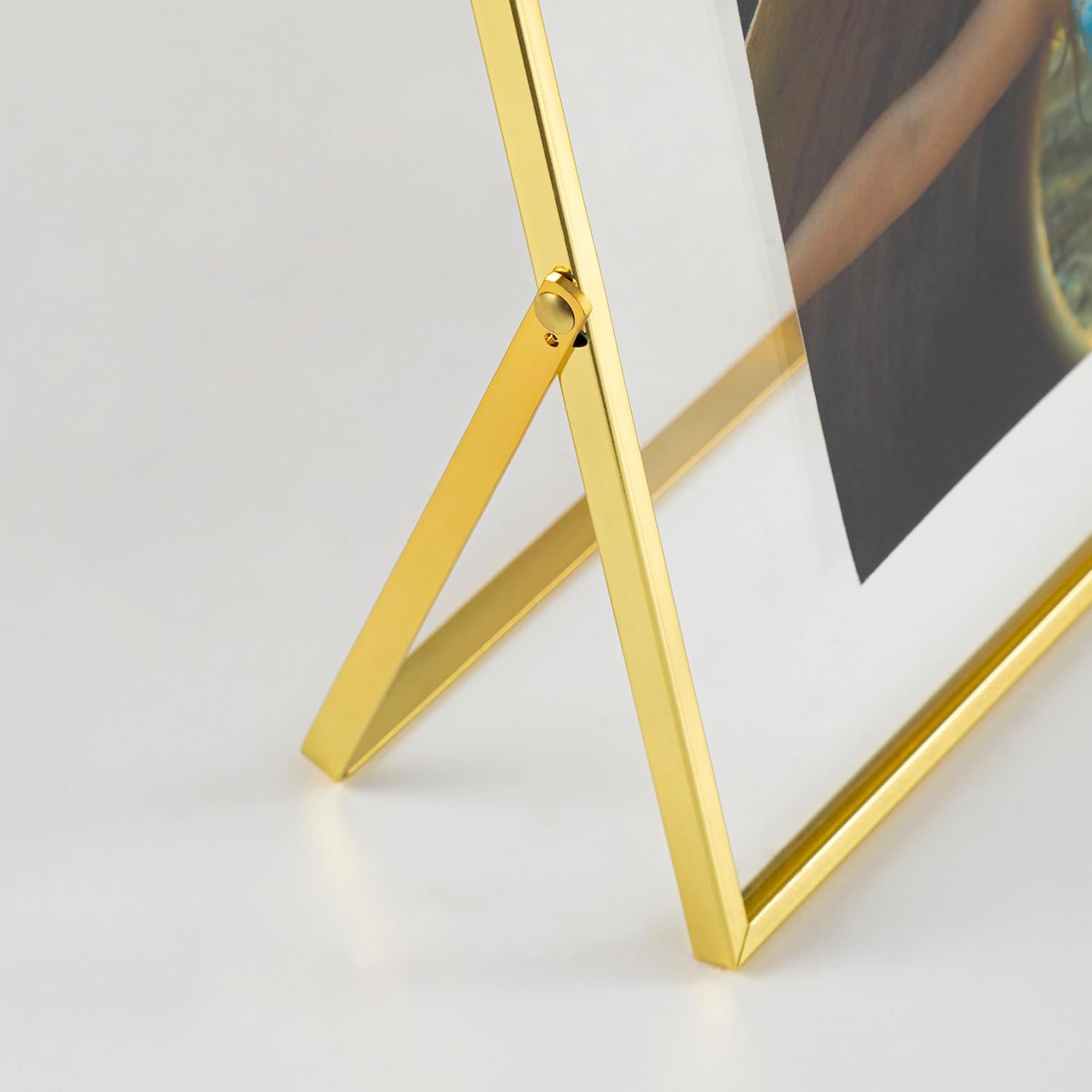 eletecpro 8x10 Metal Picture Frame Set of 2 with Real Glass Cover, Tabletop Display Photo for Multiple Size up to 8x10, Gold Floating Photo Frame for Wedding, Party, Home Decor, Vertical