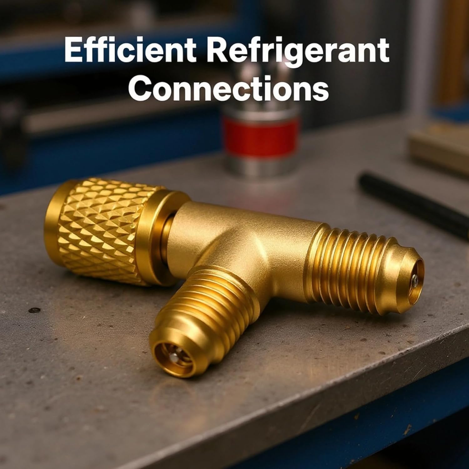 1/4 Inch Sae Refrigerant Tee Adapter, 2 Pcs Brass Ac Quick Coupler For R12 R134A, 2.28 In