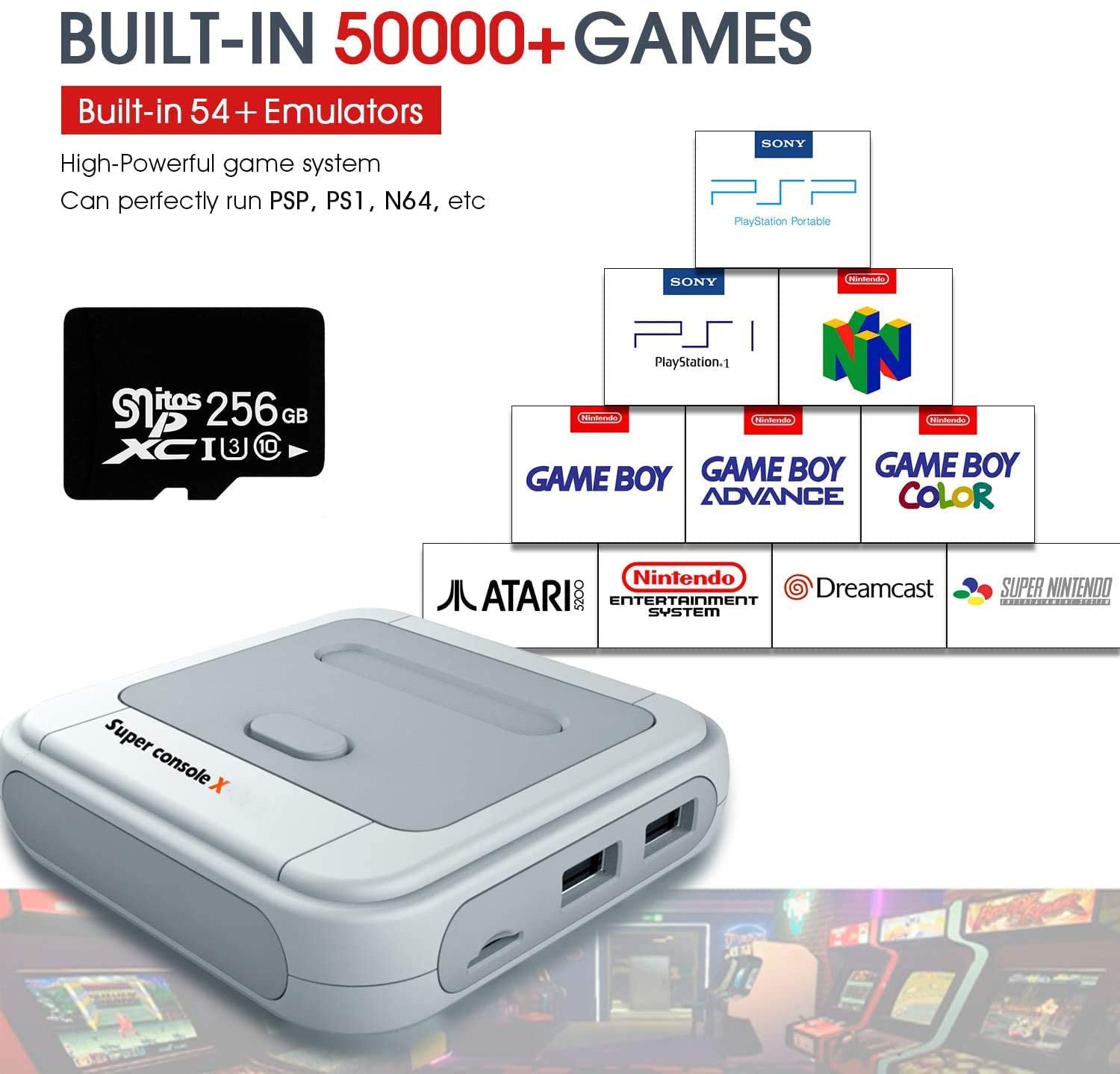 Super Console X 256G,Retro Video Game Consoles Built in 50,000+ Classic