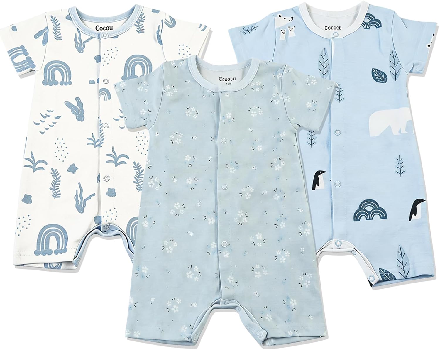 Baby Rompers 100% Organic Cotton 0-12 Months Boy&Girl Summer Clothes Short Sleeve Newbron Outfits Soft Everyday 3PC