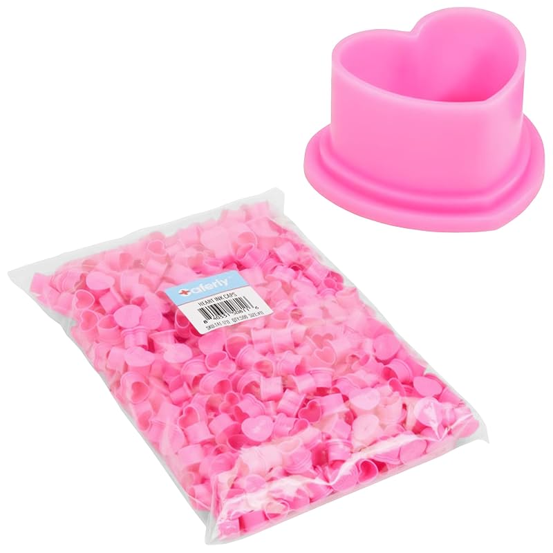 Saferly Heart Ink Caps Small Pink — Cápsulas para tinta de tatuagem, formato de coração, pequenas, rosa