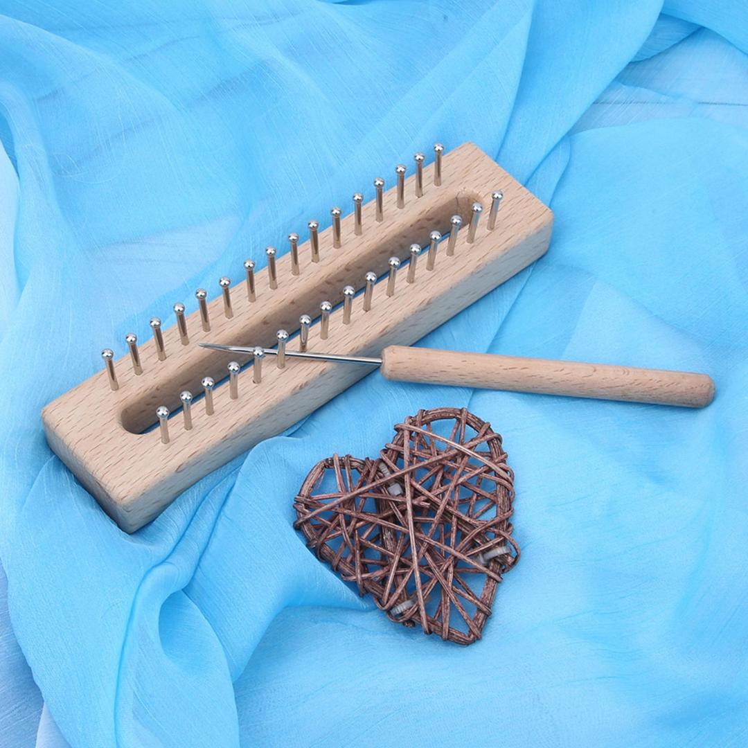 Métier à Tisser Rectangulaire 32 Pegs En Bois - Machine à Tricoter Écharpe Chapeau Avec Crochet