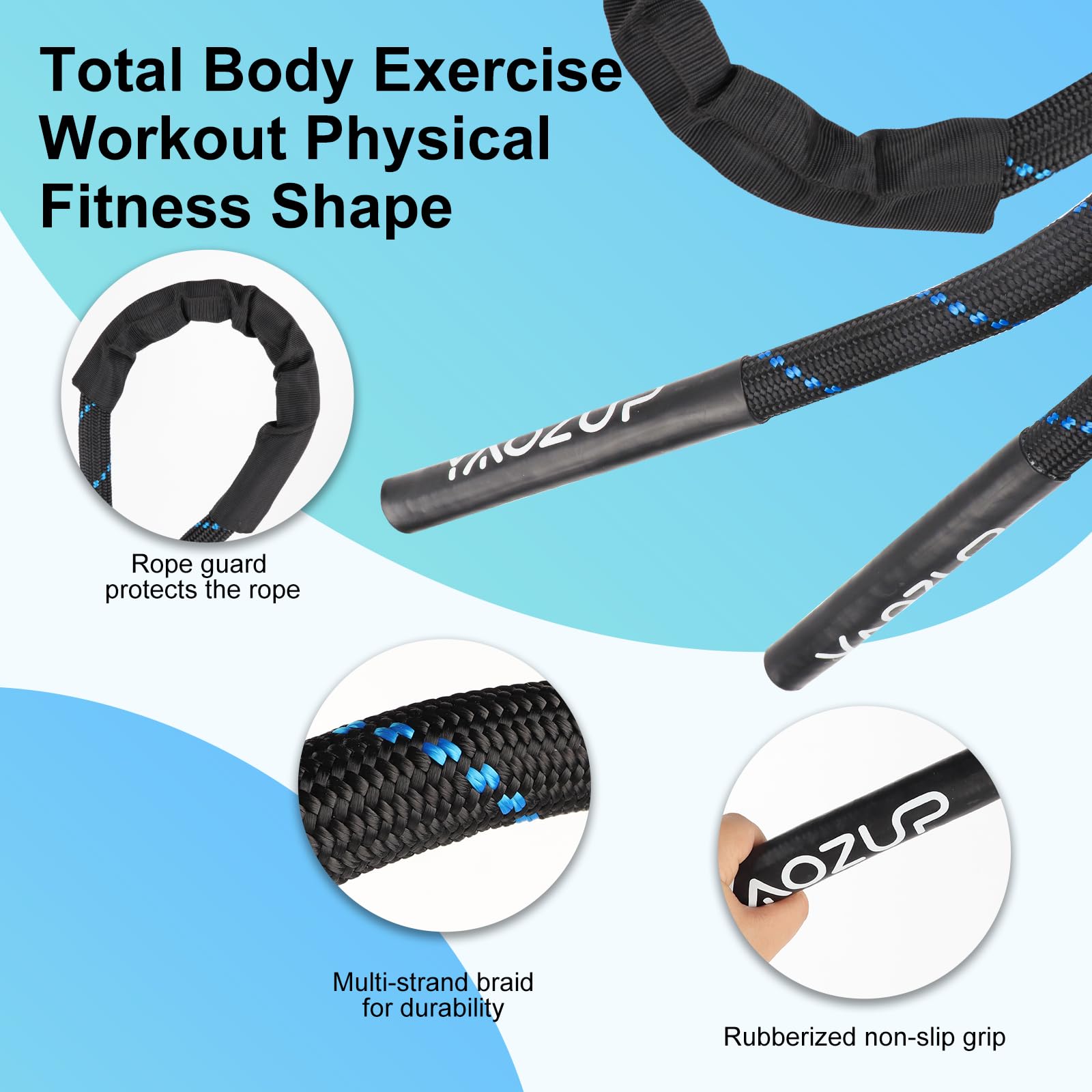 Corda Pesante Palestra, Corda da Salto Pesata da 1,2 kg per Adulti, Battle Rope Corda per Saltare Pesante, Corda per Il Fitness per Uomini e Donne Allenamento Muscolare Completo Dimagrimento