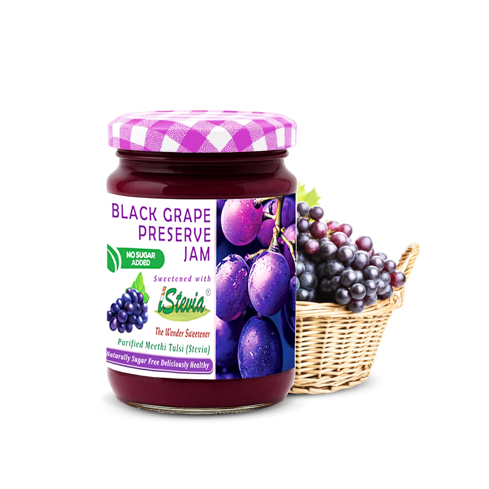 iStevia BLACK GRAPE JAM With REAL FRUIT PULP– 100% Natural -ZERO ADDED SUGAR – SWEETENED WITH iStevia– Guilt Free Sweetness from JANUS - Pioneering Stevia Research in India-180 gms net-image-49