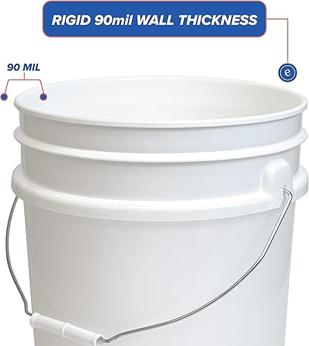 Miniatura 3 de Cubo de plástico de 3.5 galones solo (tapa no incluida), almacenamiento de alimentos, sin BPA, cubo multiusos de 90 mil, fabricado en los Estados
