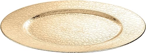 Miniatura 4 de Kingrol Paquete de 6 platos de carga dorados de 13 pulgadas, cargadores redondos para cena, platos decorativos resistentes y reutilizables para
