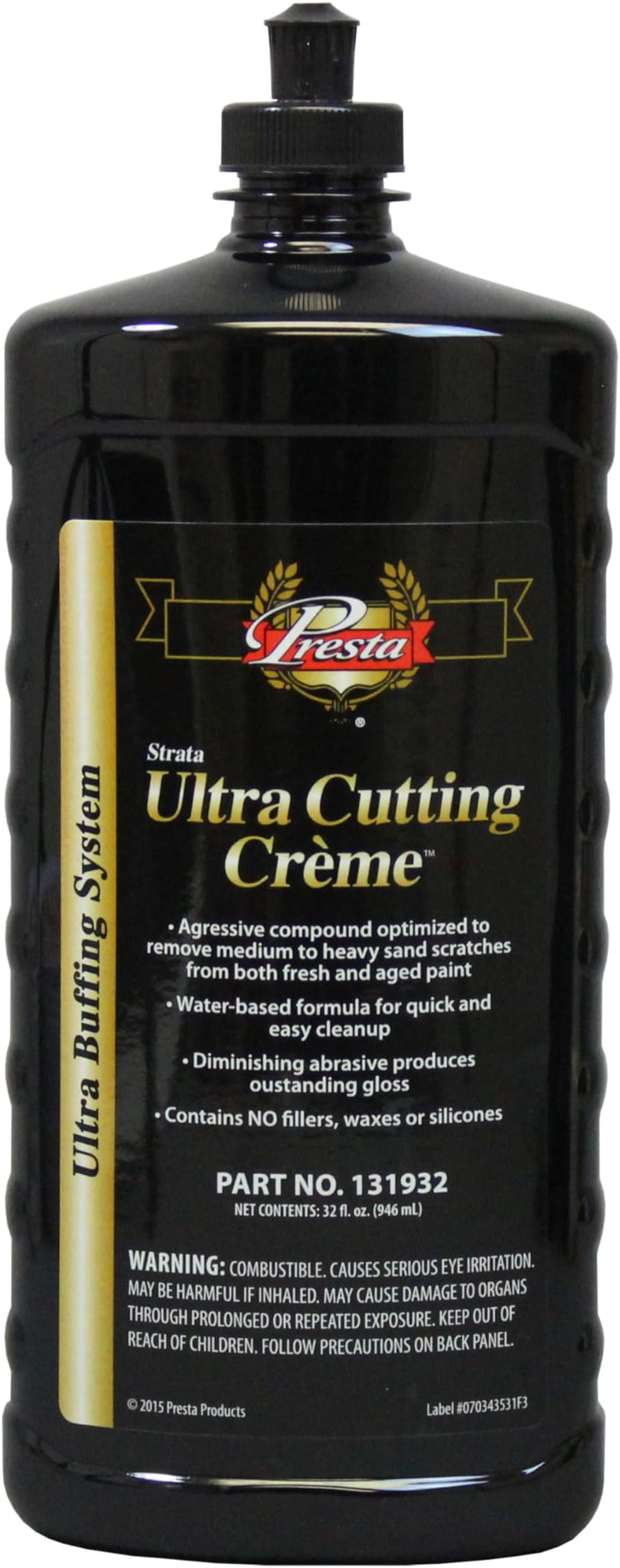 Presta Ultra Cutting Crème – Removes P1500 and Finer Sand Scratches/Effective on New & Aged Clear Coat Paint Surfaces/Produces Great Gloss on Gel Coat and Marine Coatings / 32 Oz. (131932)