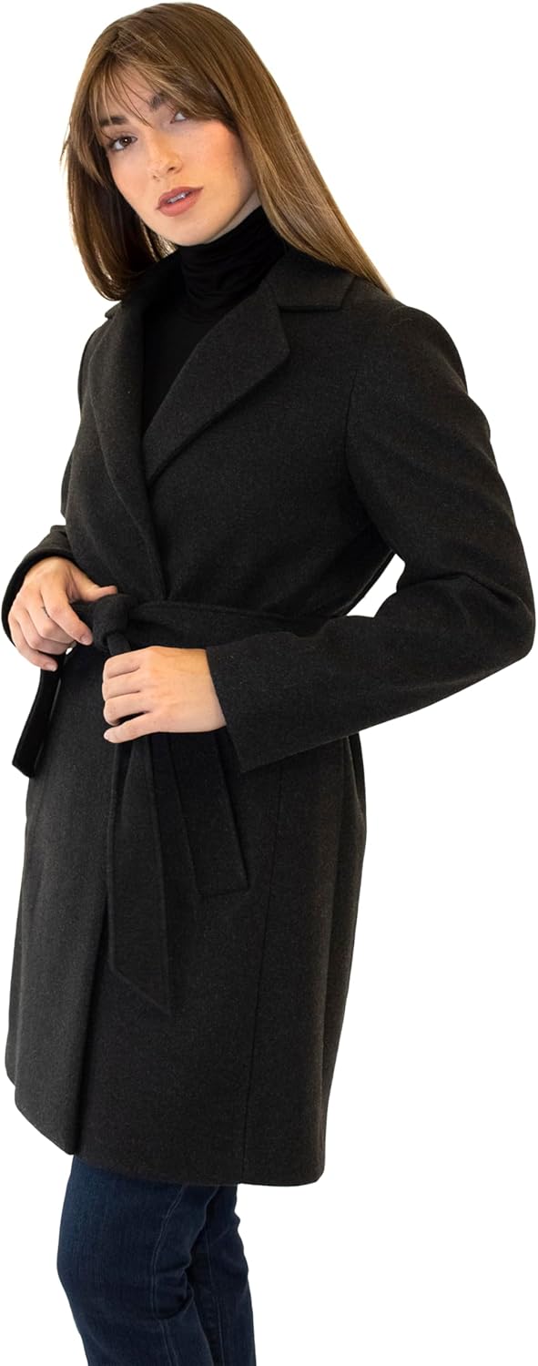 Nine West womens Ah8571 - Nine West Mid-length Faux Wool Coat - Image 3