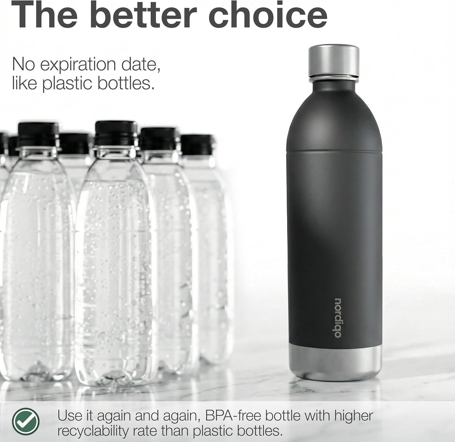 Stainless Steel Carbonating Bottle 43 oz | Compatible with Aarke Carbonator 3 (Not Pro) and SMEG Soda Makers | No Expiration date | Plastic-Free | Dishwasher Safe | Replacement Bottle - Image 5