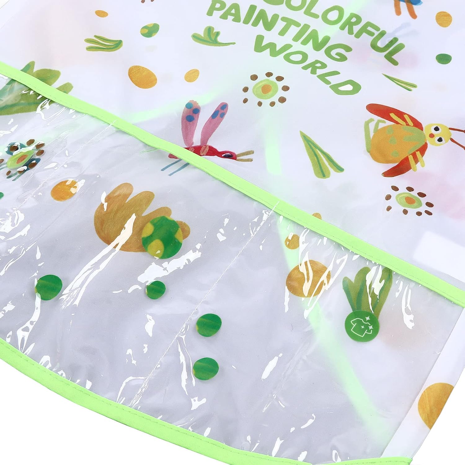 Kids Art Smock, Children Long Sleeved Painting Apron, Smock with 3 Pockets and Hook - and - Loop Closure, Cute Cartoon Design for Ages 3-6