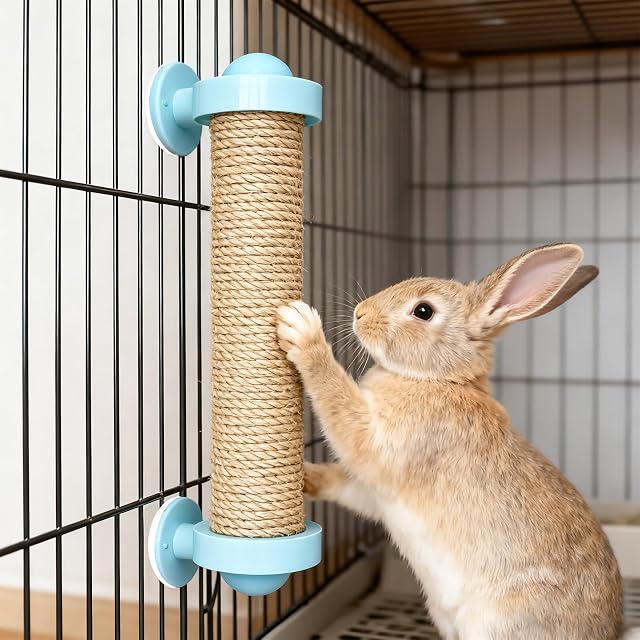 Foto 4 de 7 de Behogan Juguete masticable para conejos, sisal natural, juguete rascador para jaulas, 32 cm