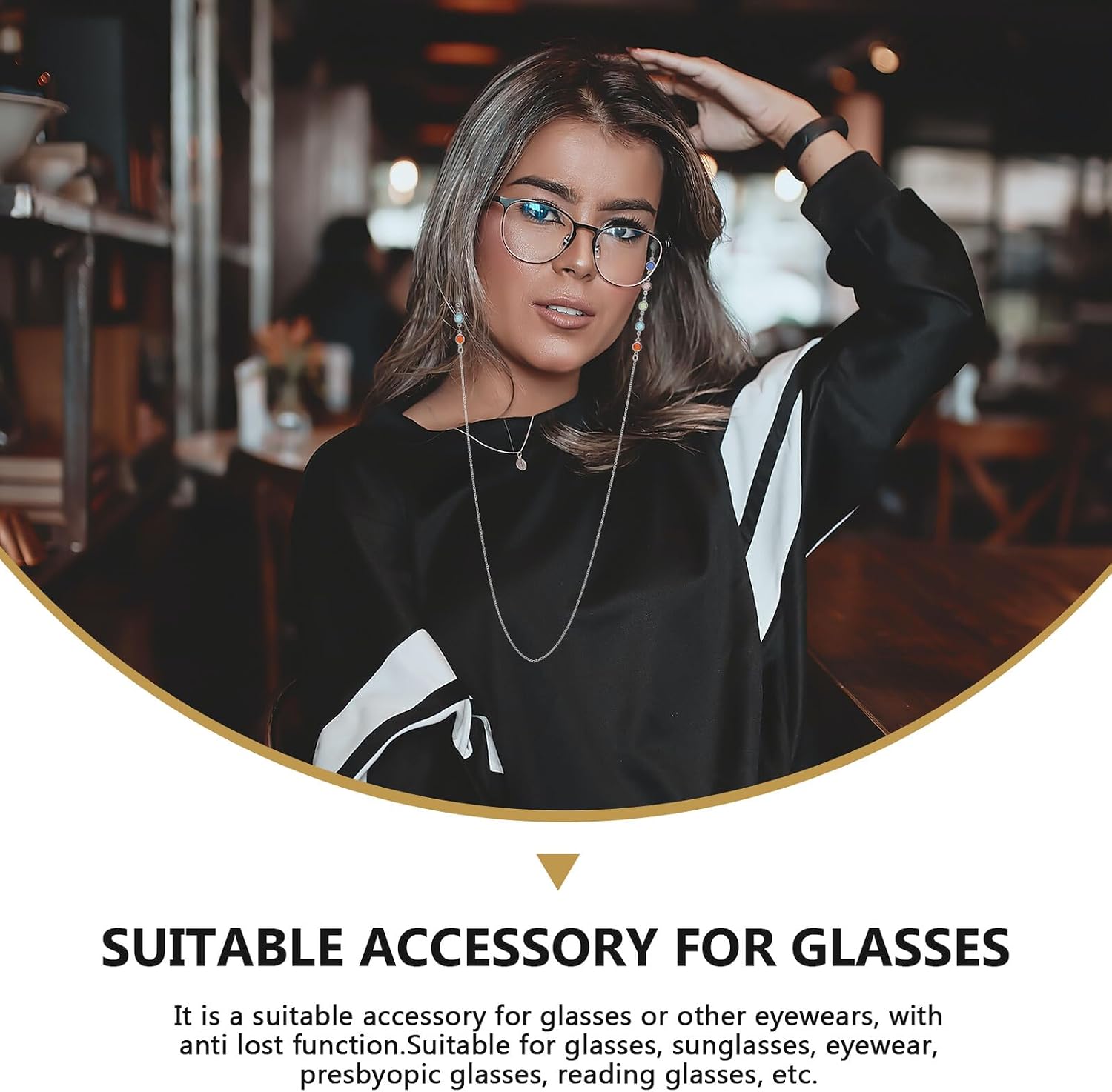 Silver Sunglasses Rope Eyeglasses Lanyard Universal Glasses Strap Anti-loss Hanging Chain for Women and Men Everyday Use