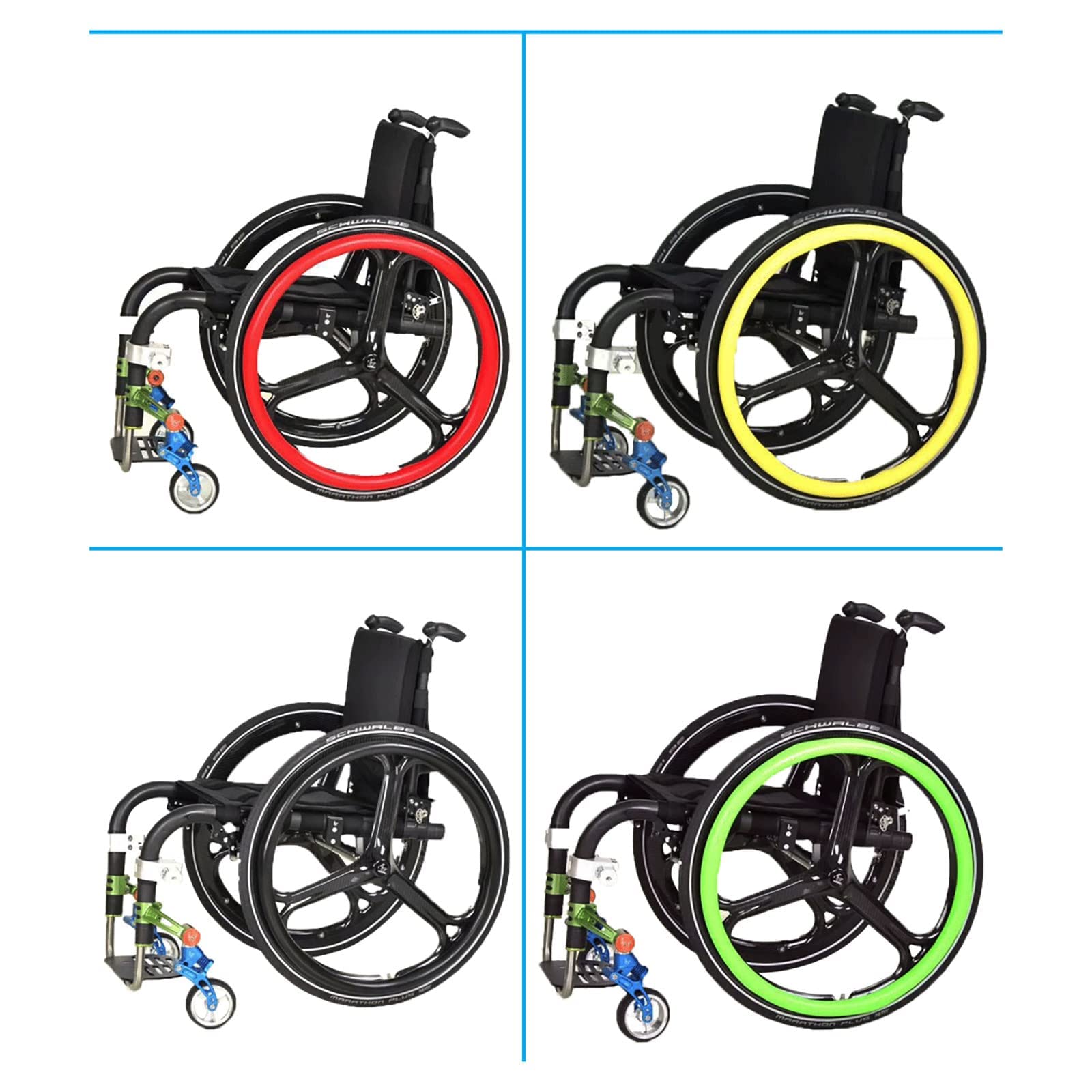 IBOWZ 24 Pollici - Coperture per Cerchioni di Spinta per sedie a rotelle,Antiscivolo/Resistenti all'Usura/Facili da installare - Copertura Protettiva in Silicone per Ruote Grandi / 2 Pezzi