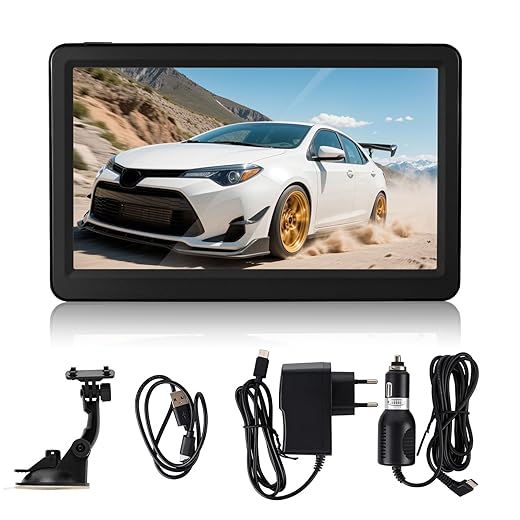 GPS Navigation, Riloer 7 Inch Portable Navigation with Mains Accessories, Mapping Europe All Life Free Update, Truck/Camper Support, Multimedia Player