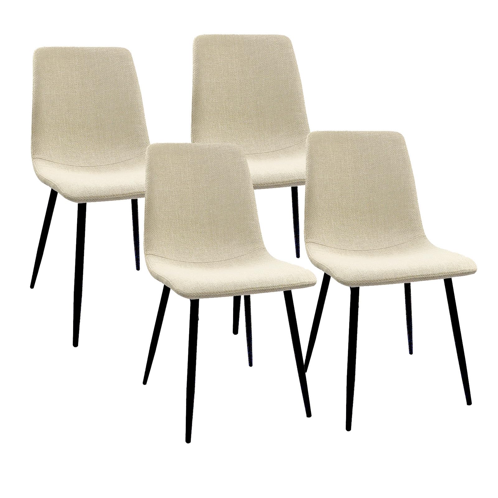 YYQ Dining Room Chairs Set of 4, Comfy Side Chair with Fabric Seat Sturdy Metal Legs for Kitchen Living Room Bedroom Pub Coffee Home (Beige)
