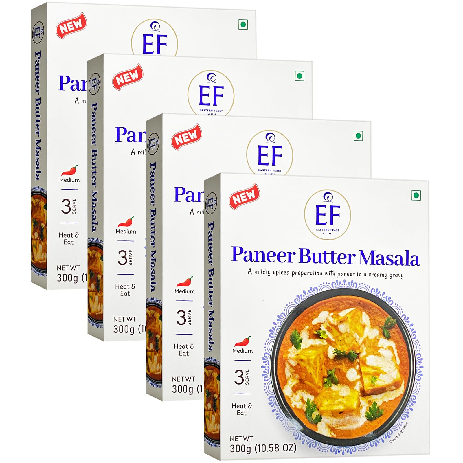 Eastern Feast - Paneer Butter Masala, Ready to Eat Meals, (Pack of 4), Vegetarian, Gluten Free