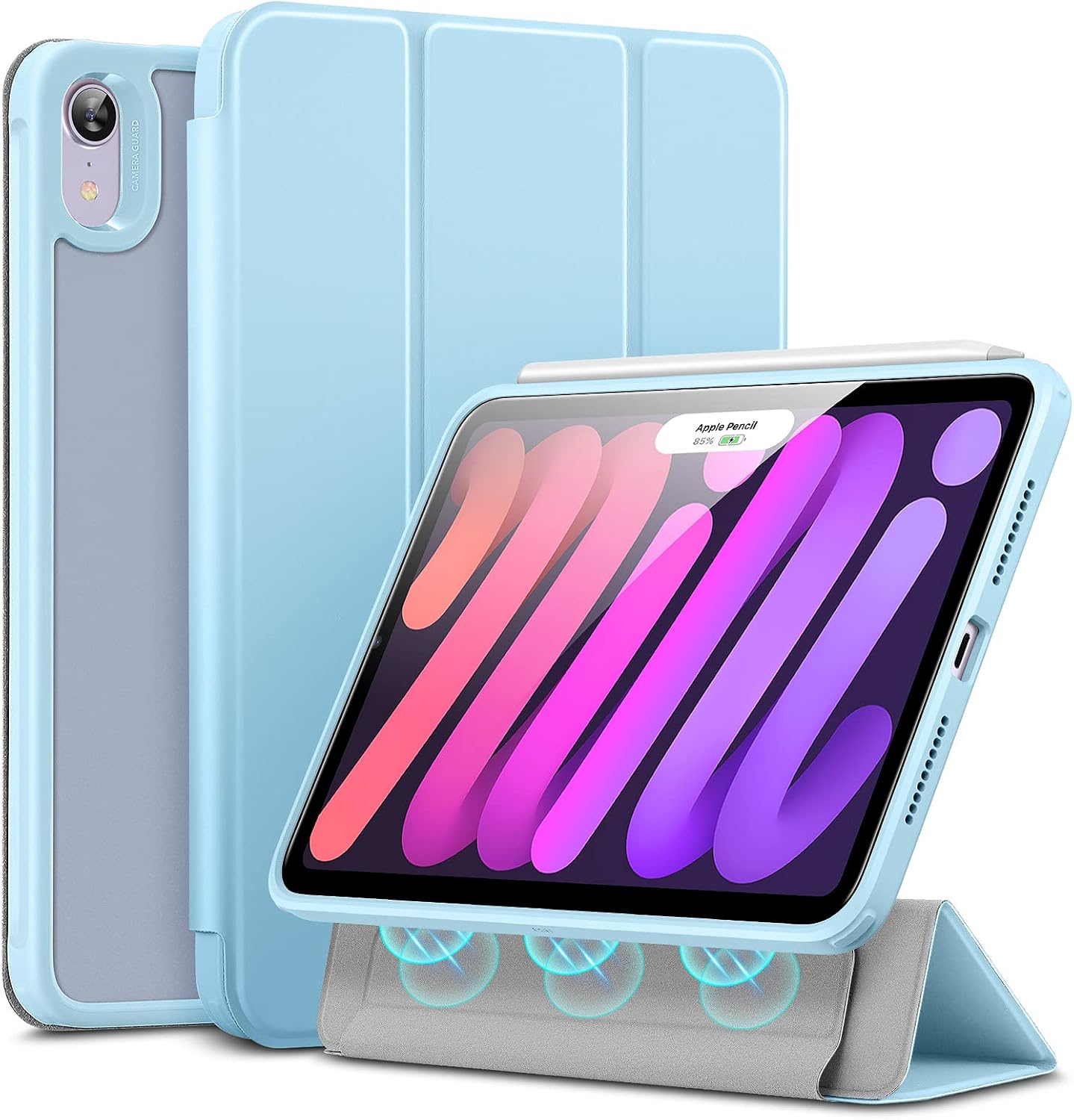 ESR Hybrid Case Compatible with iPad Mini 6 (8.3 inch, 2021), Detachable Magnetic Cover, Hybrid Back Shell, Fully Supports Pencil 2, Rebound Series, Frosted Blue