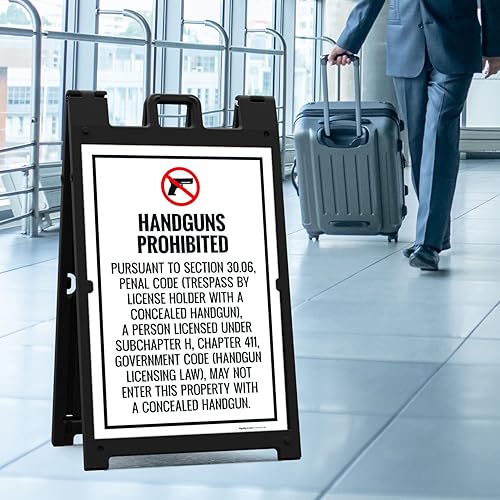 Miniatura 2 de Handguns Prohibited Pursuant To Section 3006 Penal Code Sidewalk Sign Kit 24x36 Inches With A Frame Stand Made in USA by Sigo Signs