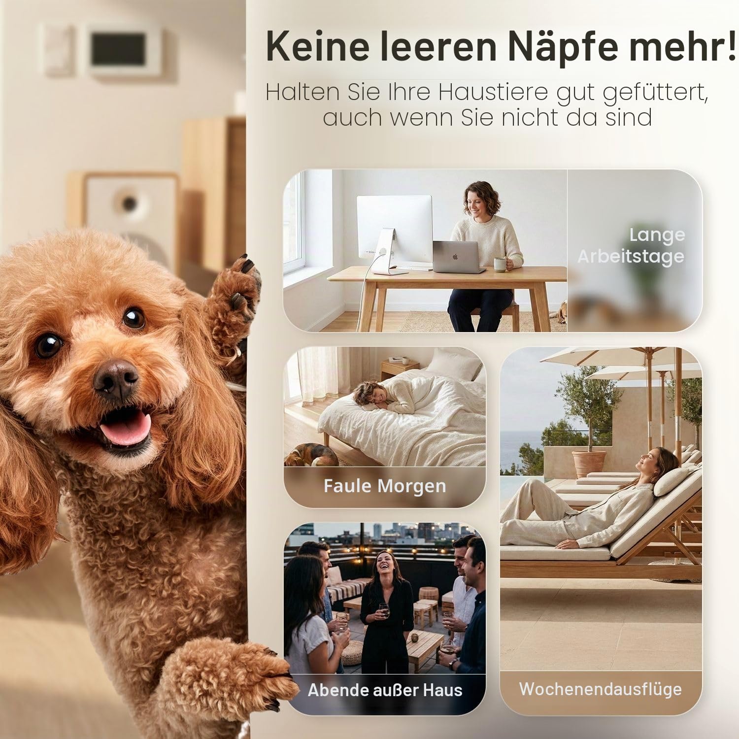 Flexzion Automatischer Wasserspender für Katzen und Hunde, Automatisierte Auffüllung Wassertränke für Haustiere, Hundenapf Wasserbrunnen Trinkbrunnen Trinkflasche für Kleintiere 3,8L