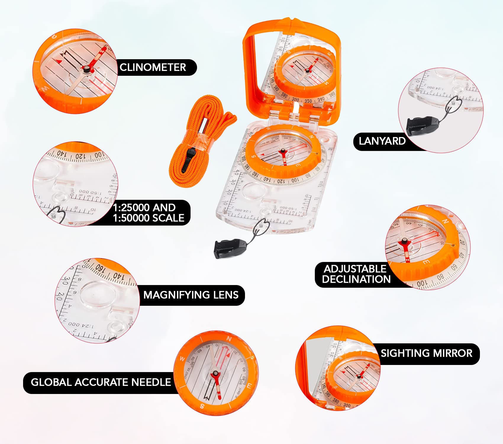 Kids Navigation Snapklik.com : Sighting Compass Mirror Adjustable Declination - Boy ...