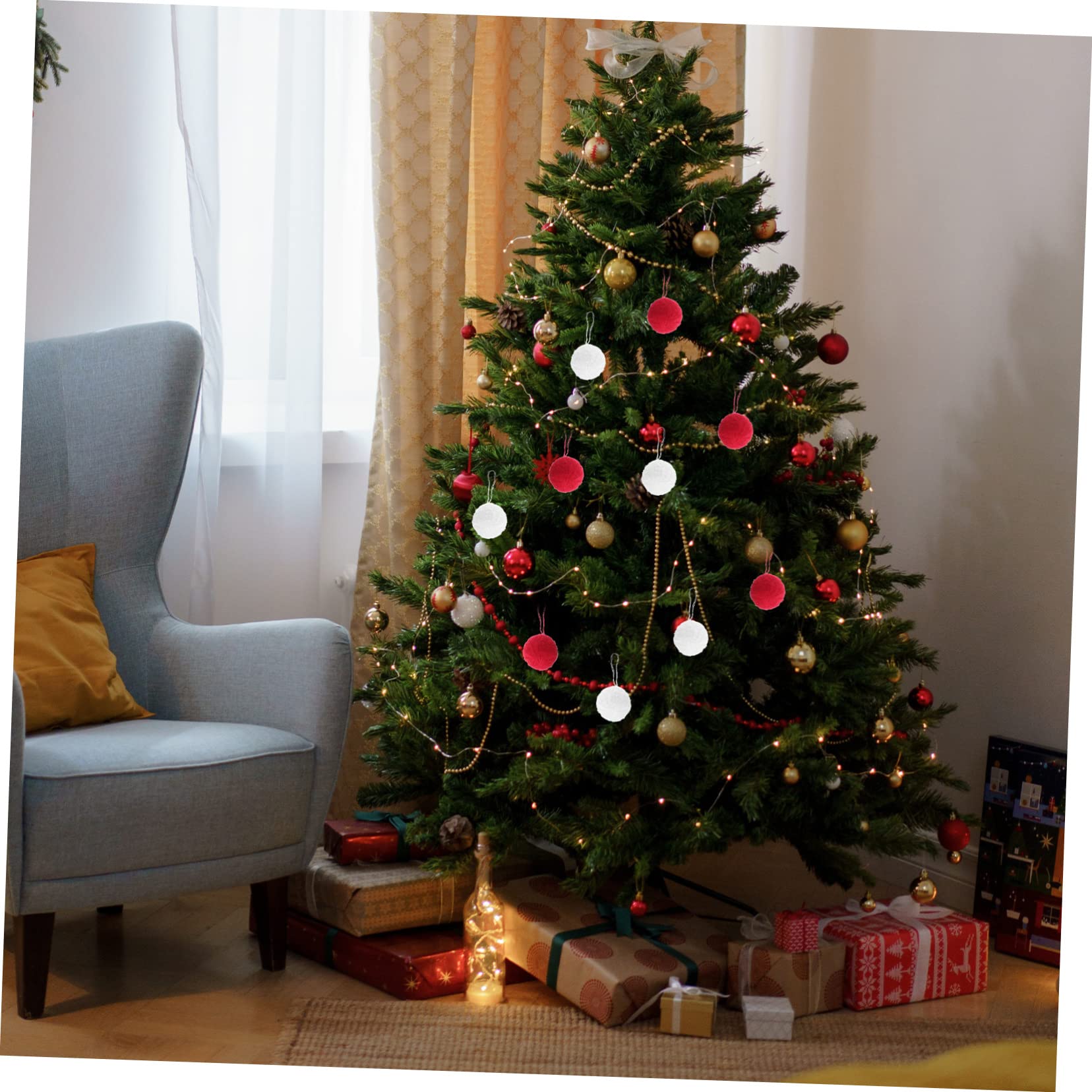Cabilock 6 Sätze Wollknäuel Weihnachtsdekoration Weihnachtskugeln Lichterketten Aufblasbares Niedliches Raumdekor Weihnachtsbaumteppiche Weihnachtsbeleuchtung Herbstschmuck 10 Stück * 6