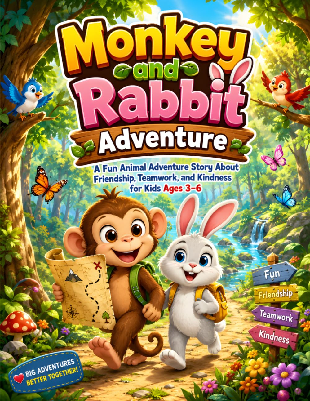 Monkey and Rabbit Adventure3-6: Join Monkey and Rabbit on a Magical Adventure Filled with Friendship, Teamwork, and Kindness