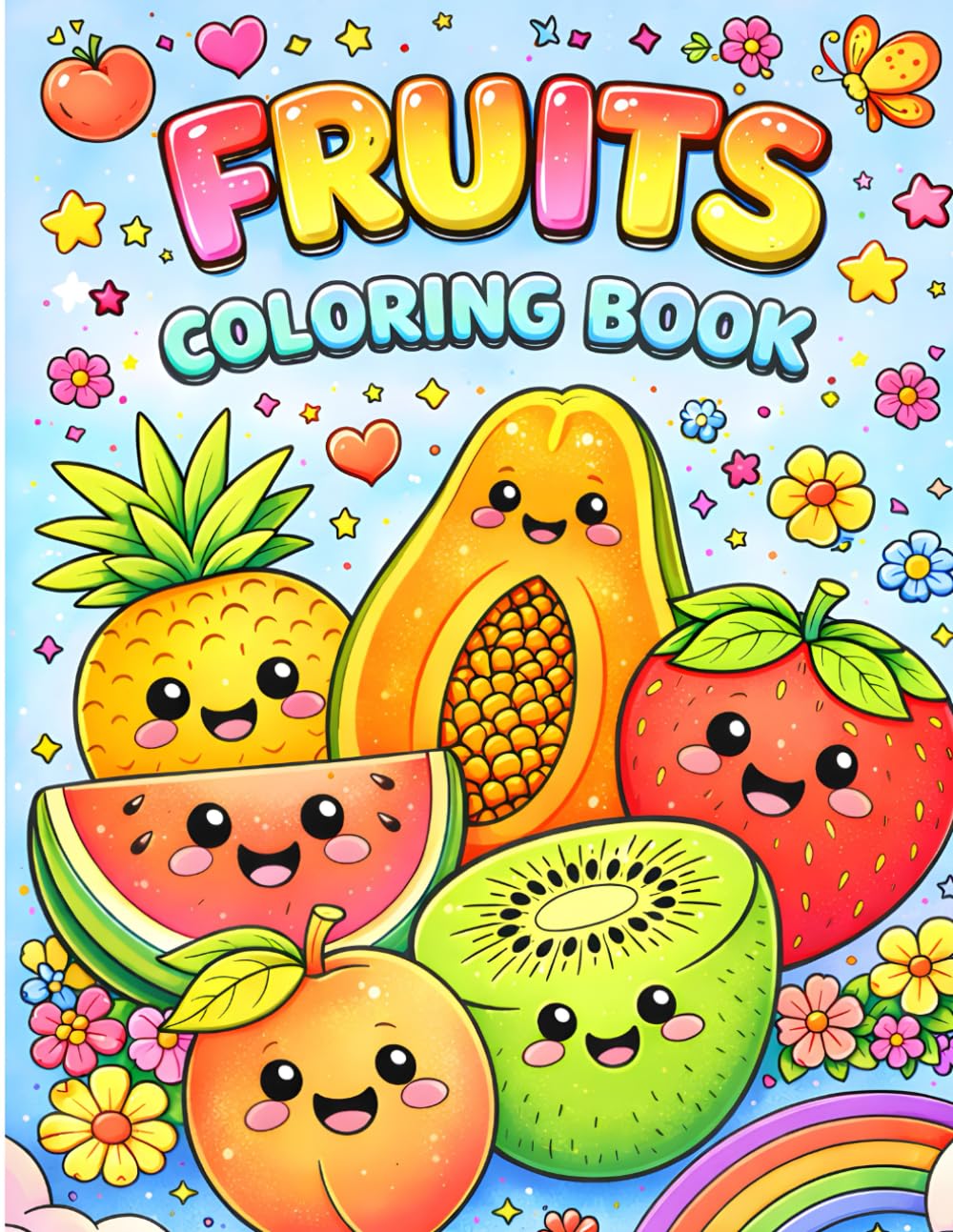 Cute Fruits Coloring Book for Kids: A Cute and Easy Coloring Book for Toddlers and Preschool Kids Ages 3–6