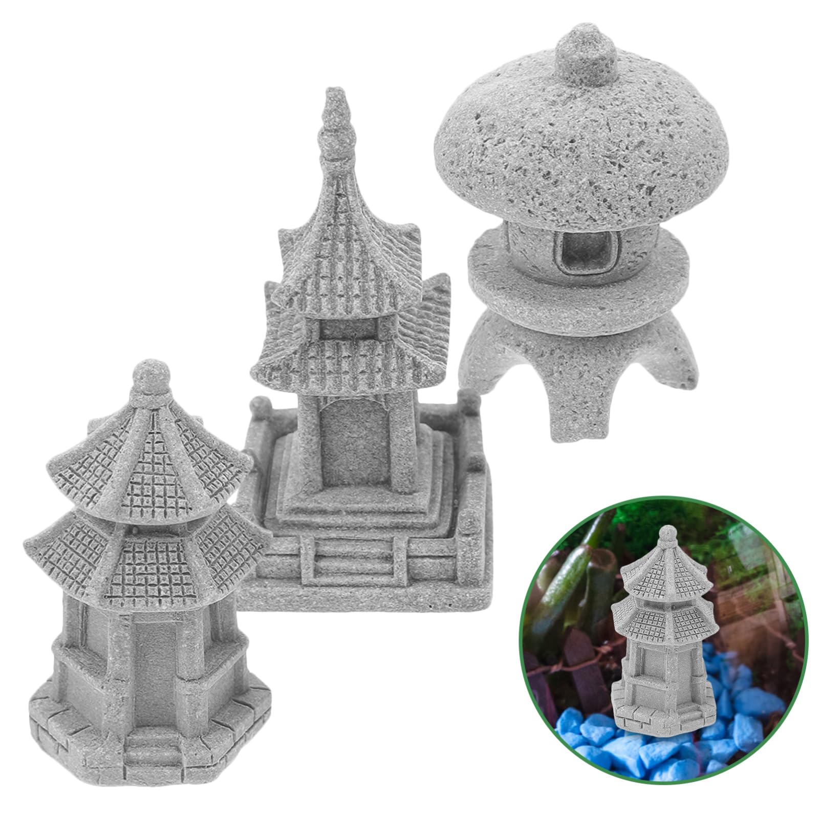 BESTonZON 3 Sätze Teiliges Pavillon Miniatur Statue Für Bonsai Und Garten Dekoration Langlebig Für Balkon Und Terrasse Geeignet 3 Stück * 3