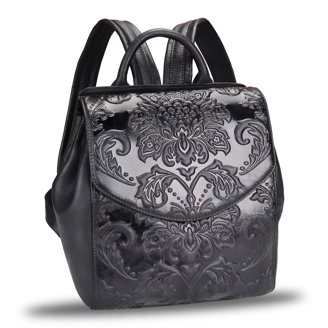 Genuine Leather Backpack Purse Vintage Casual Daypack College Bag Handmade Cowhide Knapsack Western Rucksack (Darkgrey)