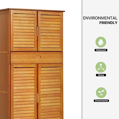 Miniatura 9 de Magshion Estante grande de bambú para almacenamiento de zapatos, con puertas dobles y cajón para armario estrecho, pasillo, sala de estar, entrada,