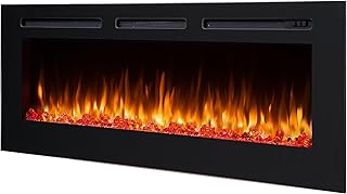 BALDERIA Elektrokamin Fiamma 60" | Elektrischer Einbaukamin mit 3D-Flammeneffekt | Elektro Heizung 2000W, LED-Beleuchtung | Kamin mit Fernbedienung, Timer, Startsteuerung & Thermostat | Schwarz