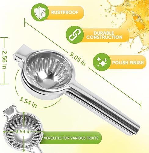 Miniatura 2 de Exprimidor de limón extra grande, exprimidor de limón de acero inoxidable, exprimidor manual de cítricos de alta resistencia, herramientas de