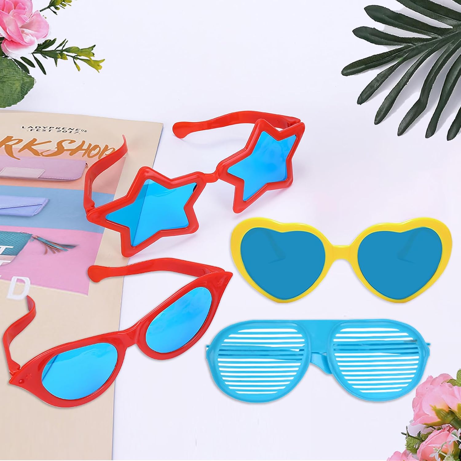 12 Pieces Jumbo Plastic Sunglasses,Multi-style Novelty Clown Funny Props Giant Party Sunglasses Shutter Shades Oversized Eyewear for Festival Costume Cosplay Party Supplies Accessories - Image 6