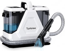 Polsterreiniger Gerät 14 kPa Stark, Teppichreiniger Waschsauger，Waschsauger & Nasssauger für Teppich, Sofa, Auto, Matratze – Handgerät mit Doppeltank für Polster, Tierhaare, Weiß/Grau